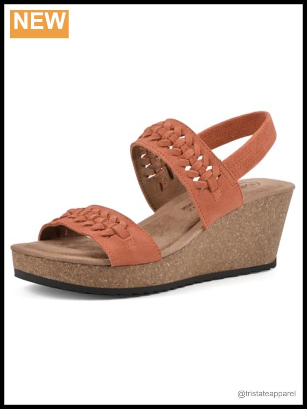 Cork Wedge Sandal Slingback Woven Straps Cushioned Insole